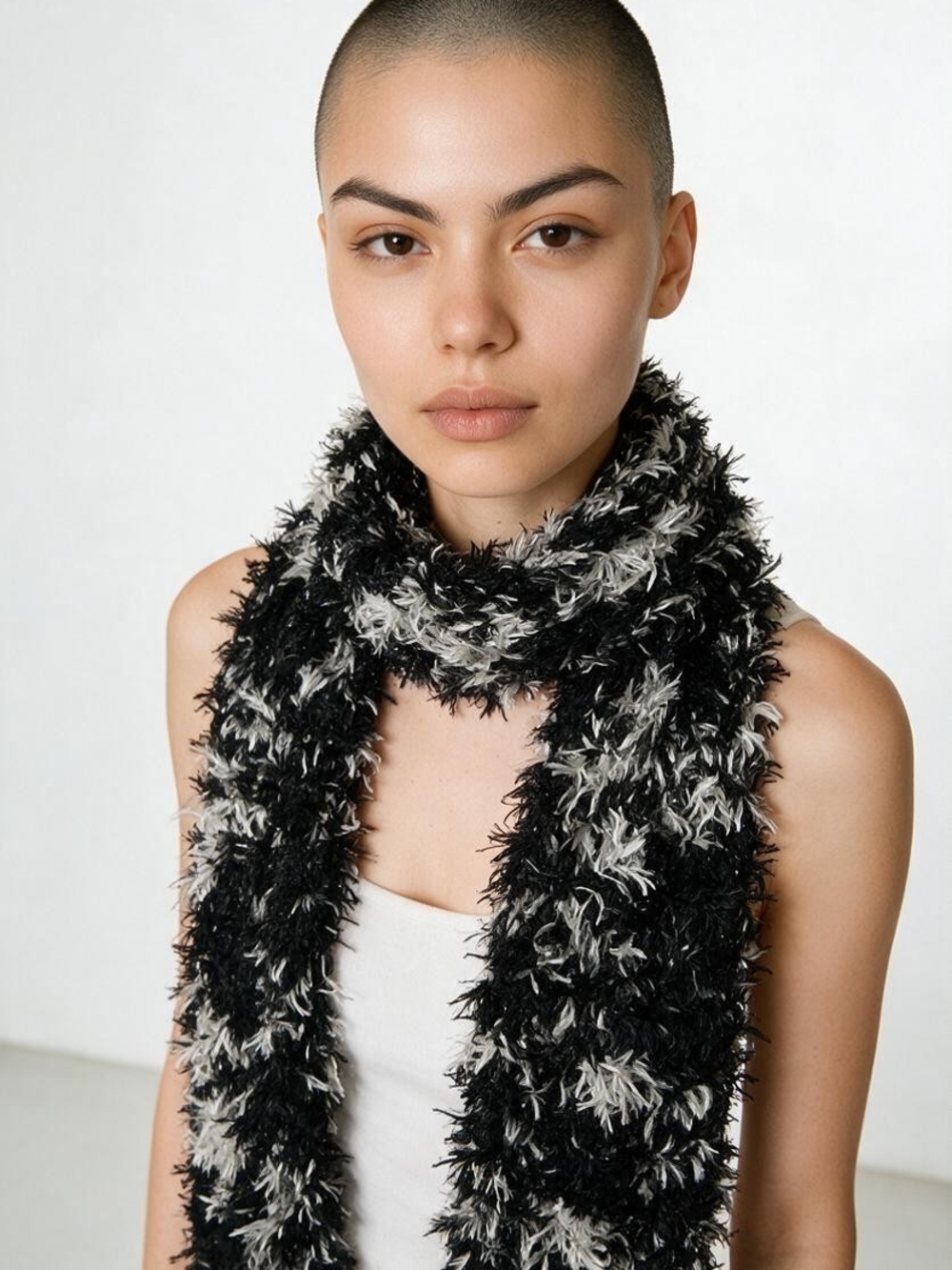 Textured Black & White Scarf